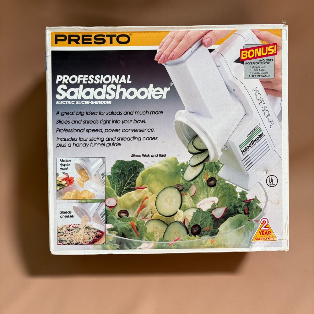 Presto Professional SaladShooter Electric Slicer Shredder White 02970 Vintage